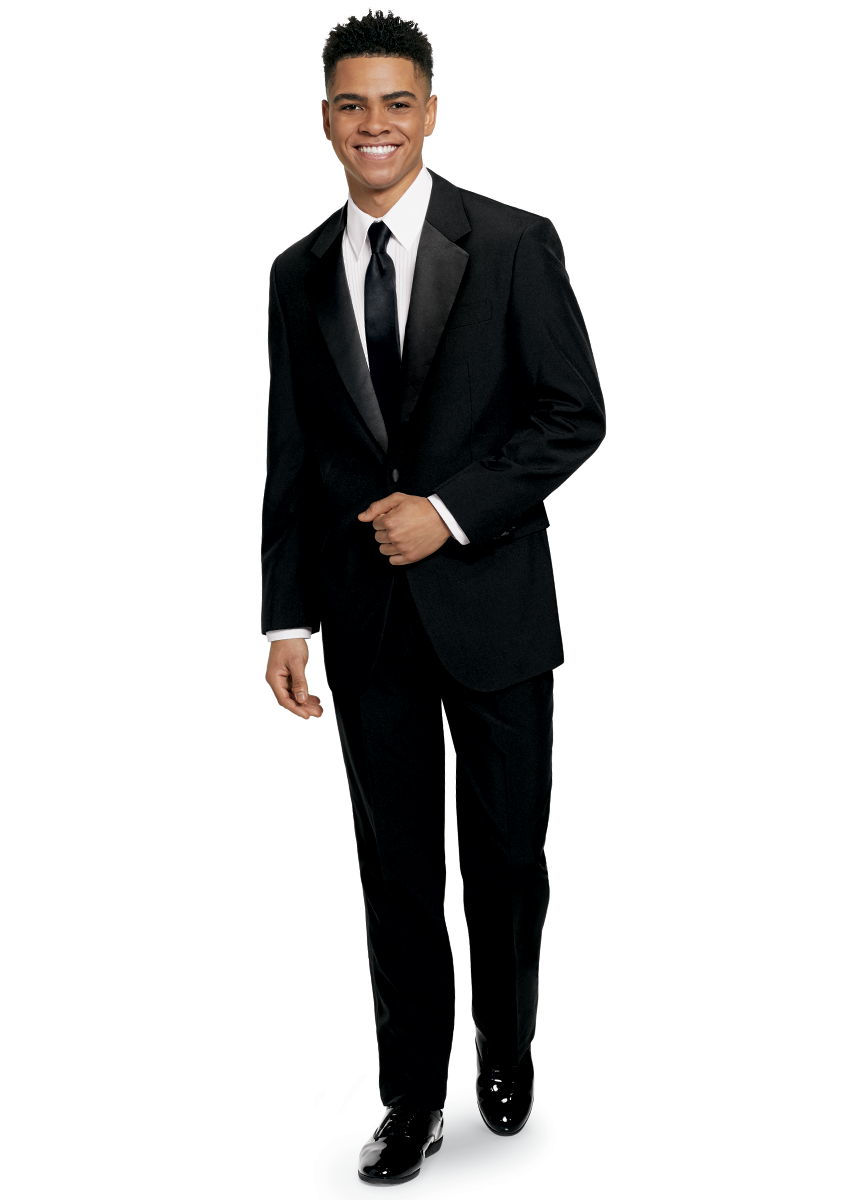 46 L Basic Black Tuxedo Coat Pants Shirt Choice of Vest Bow tie Complete Tux 