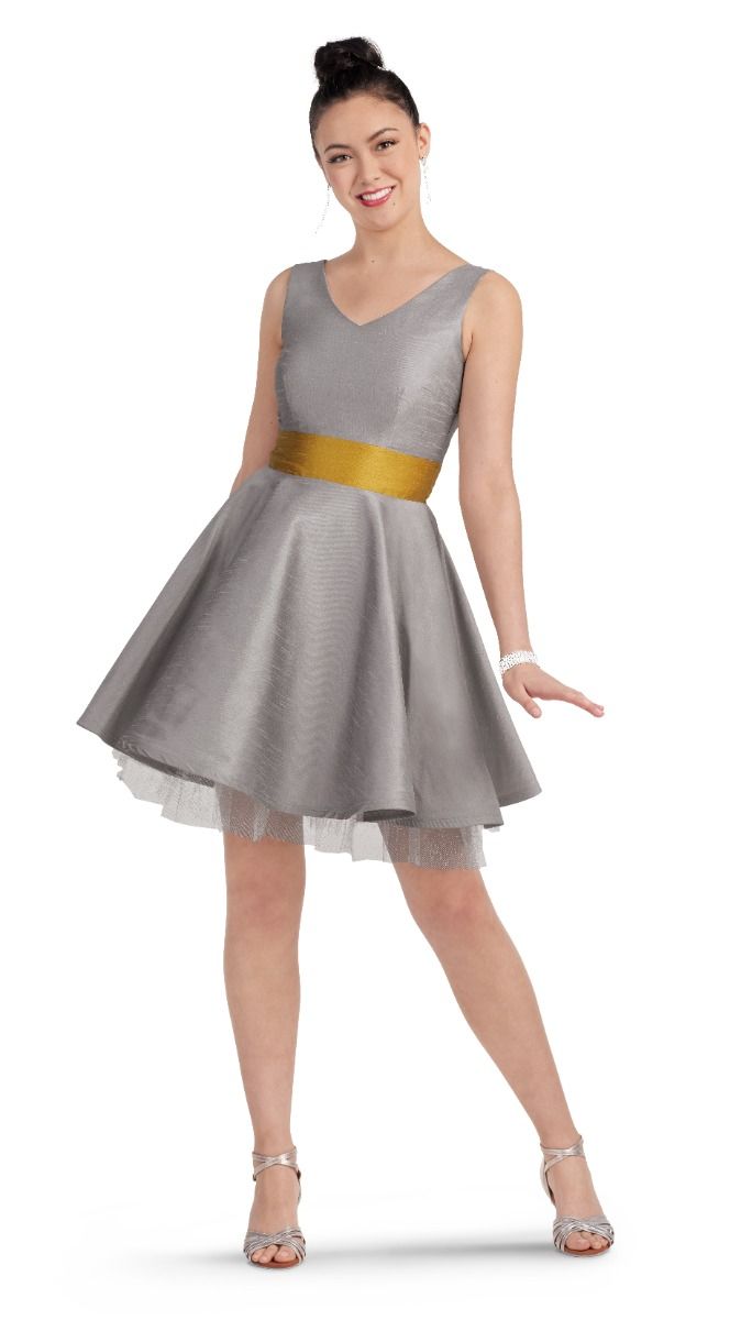 Vtech Dress Sleeveless Shantung V-Neck Dress