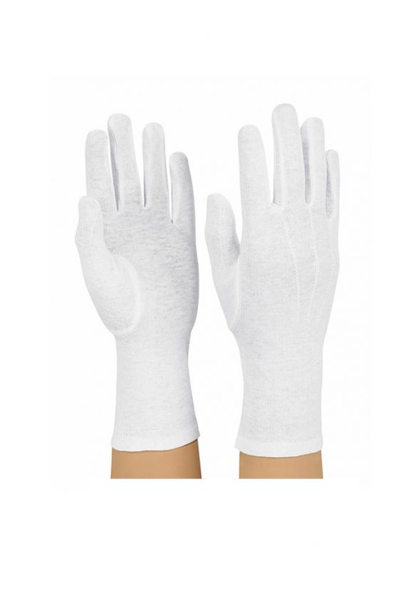 StylePlus Long-Wristed Cotton Drum Military Style Drum Major Gloves - White