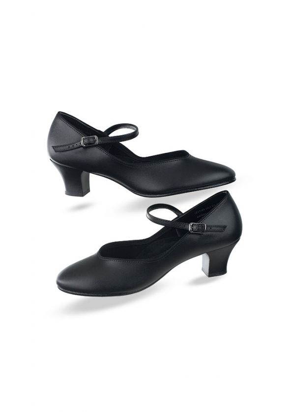 Ladies Character Shoes with Ankle Straps in Black