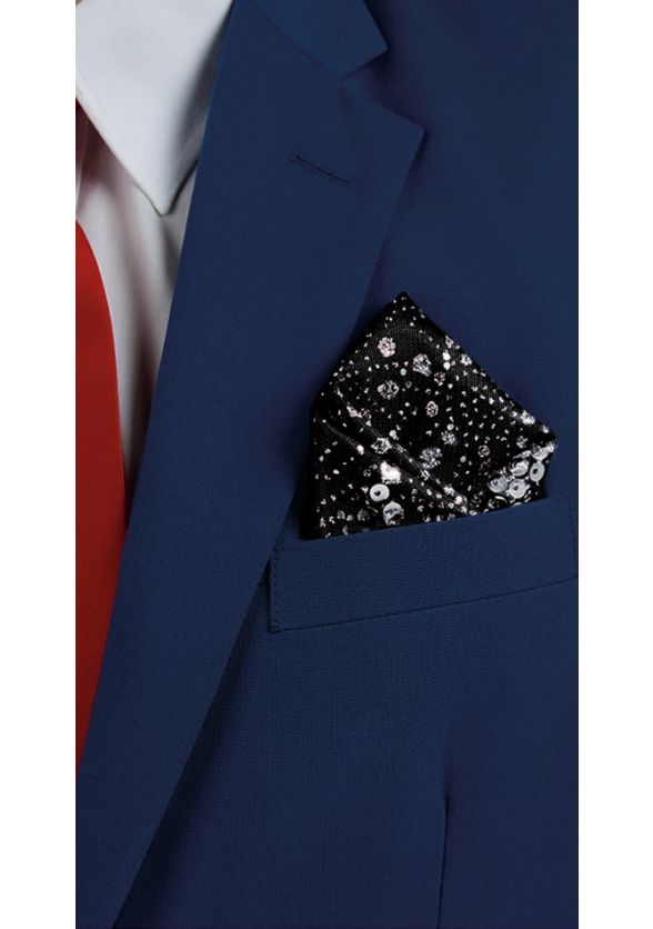 Reversible Sequin Spangle and Satin Pocket Square-Silver