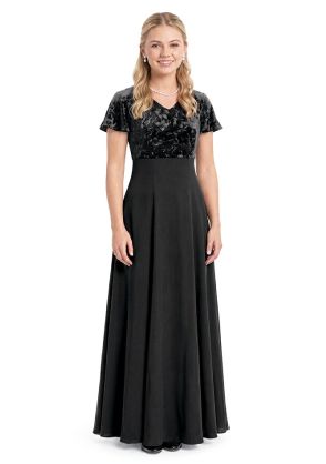 ladies choir dresses Short Sleeve Satin Chorale Dress for Choirs colour:NAVY