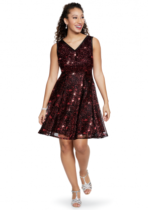 Sleeveless Kylie Dress in Sequin Spangle Mesh