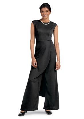 knee length jumpsuit dress Crepe Libby with Skirt los angeles bride